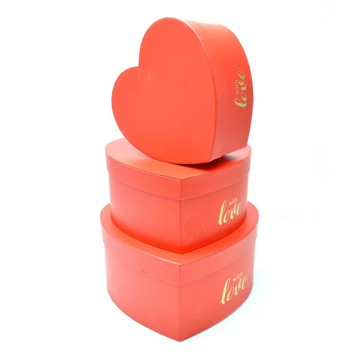 Set 3 cutii inima mare WITH LOVE rosu C21-59 28-193 AFO