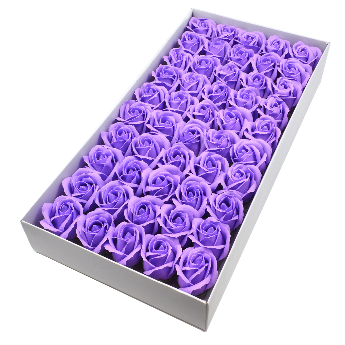 Set 50 trandafiri sapun parfumati, atingere reala, lila deschis