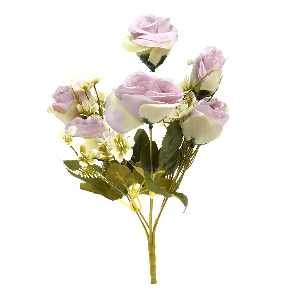 Flori Buchet 6 Trandafiri Madame crem cu liliac