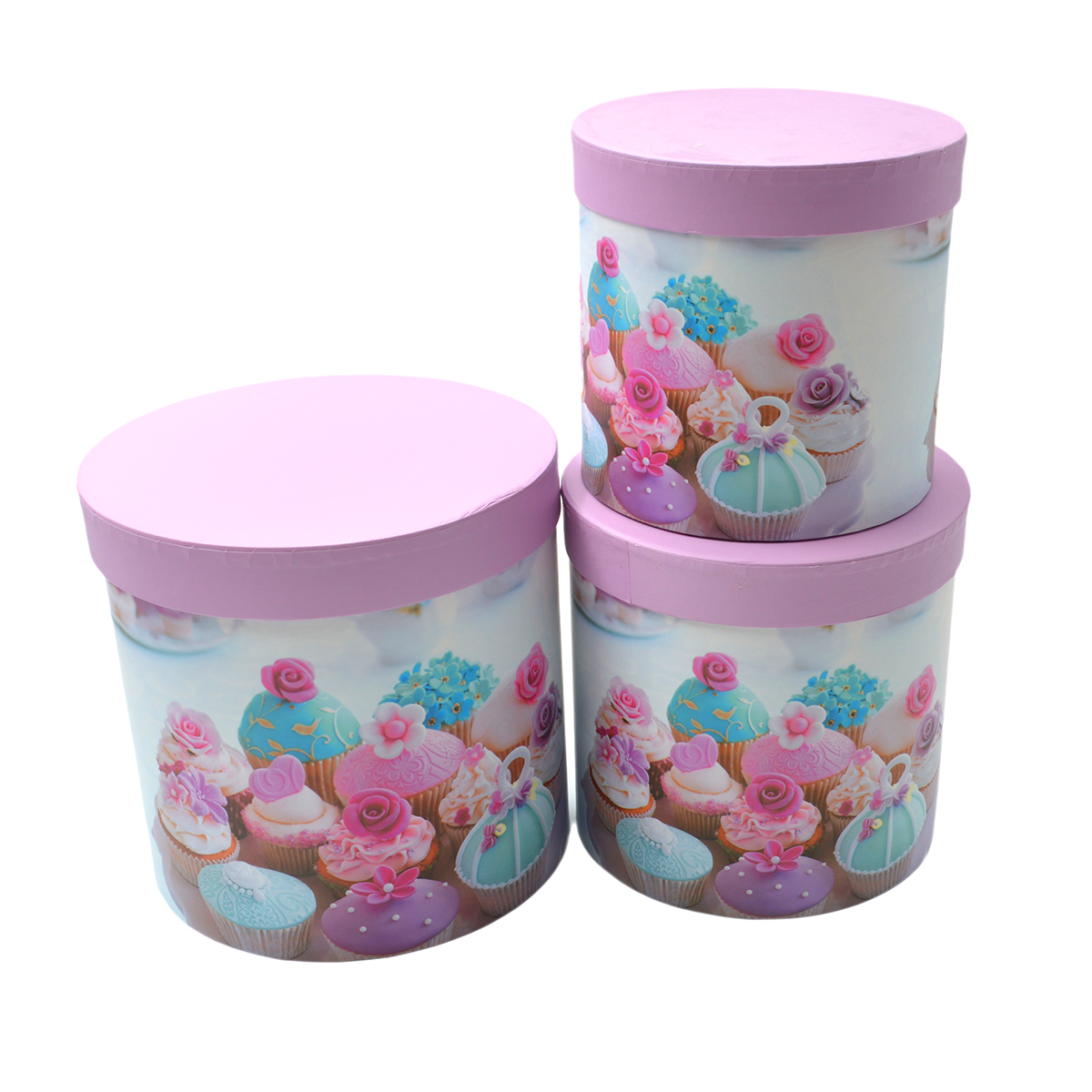 Set 3 cutii rotunde inalte cupcake AFO