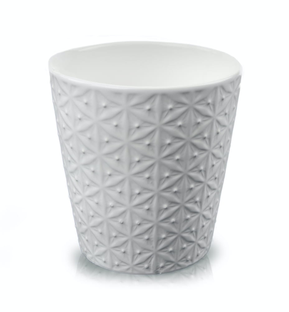 Ghiveci ceramica conic alb romb 13x14cm