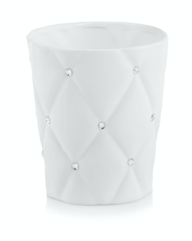 Ghiveci ceramica conic alb si strasuri 14x15cm