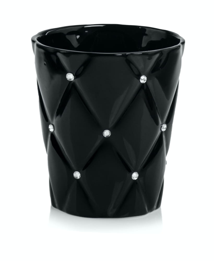 Ghiveci ceramica conic negru cu strasuri 14x15cm