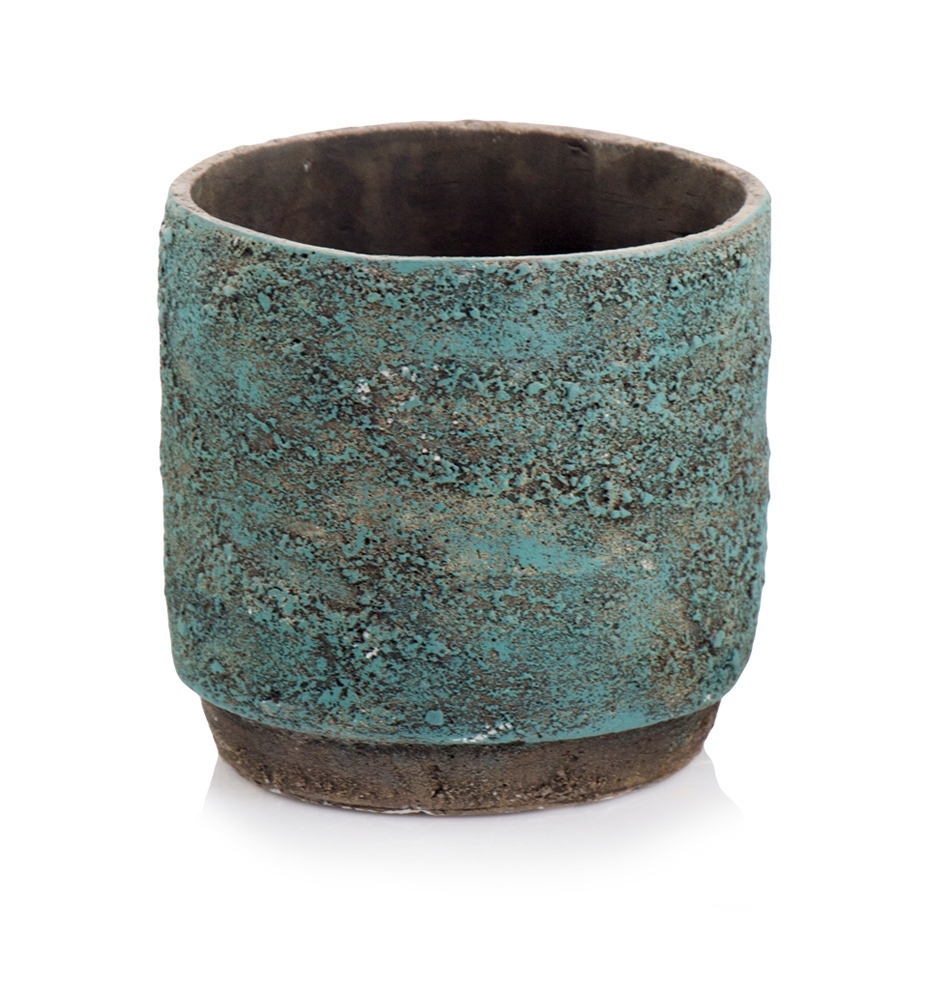 Ghiveci ciment ceramic rustic turquoise