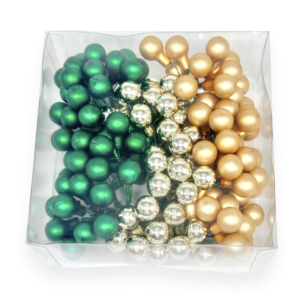 Set 144 globulete pe sarma trei culori gold green