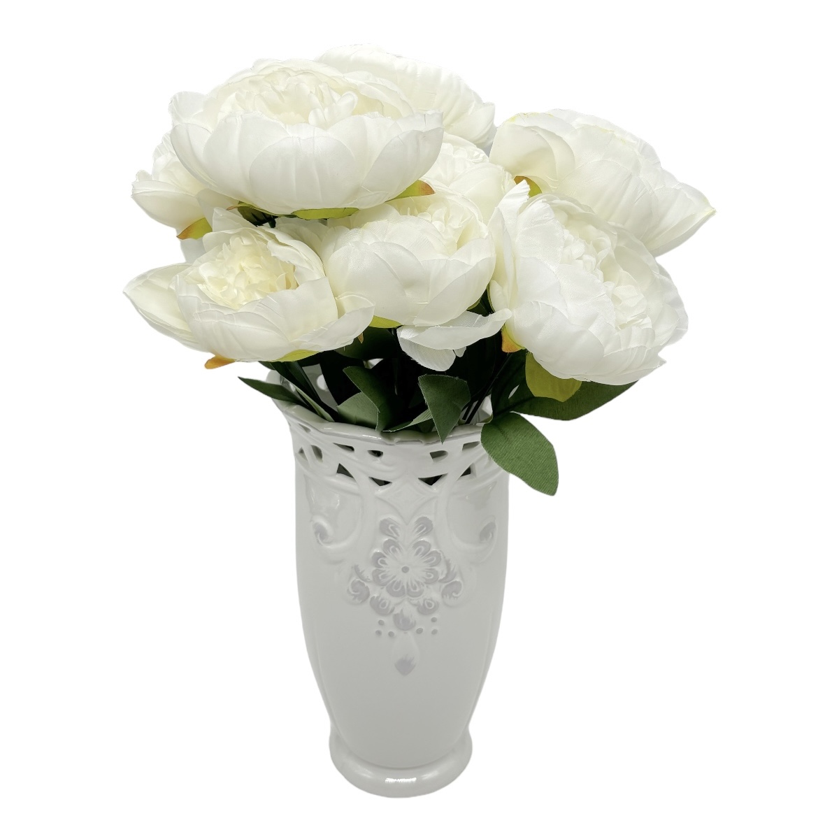 Buchet 9 Bujori Premium Alb