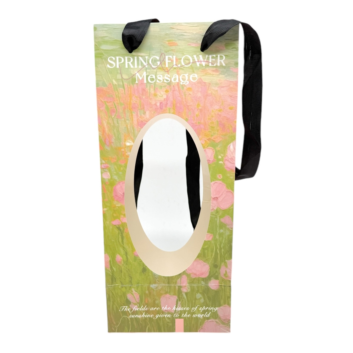 Set 12 Sacose Pliabile Carton cu Laterale Ovale Spring Flower Message Roz