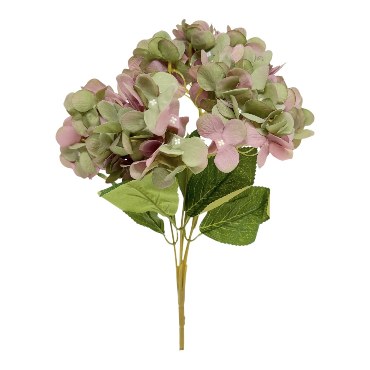 Buchet 5 Fire Hortensie Textila Verde cu Roze