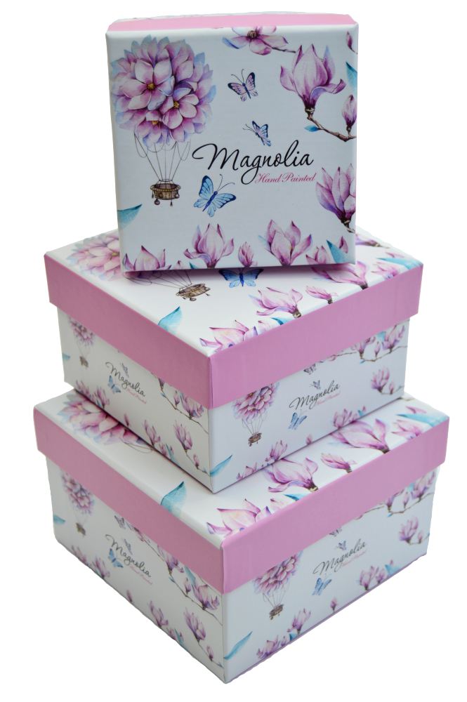 Cutii Set 3 Patrate Magnolie