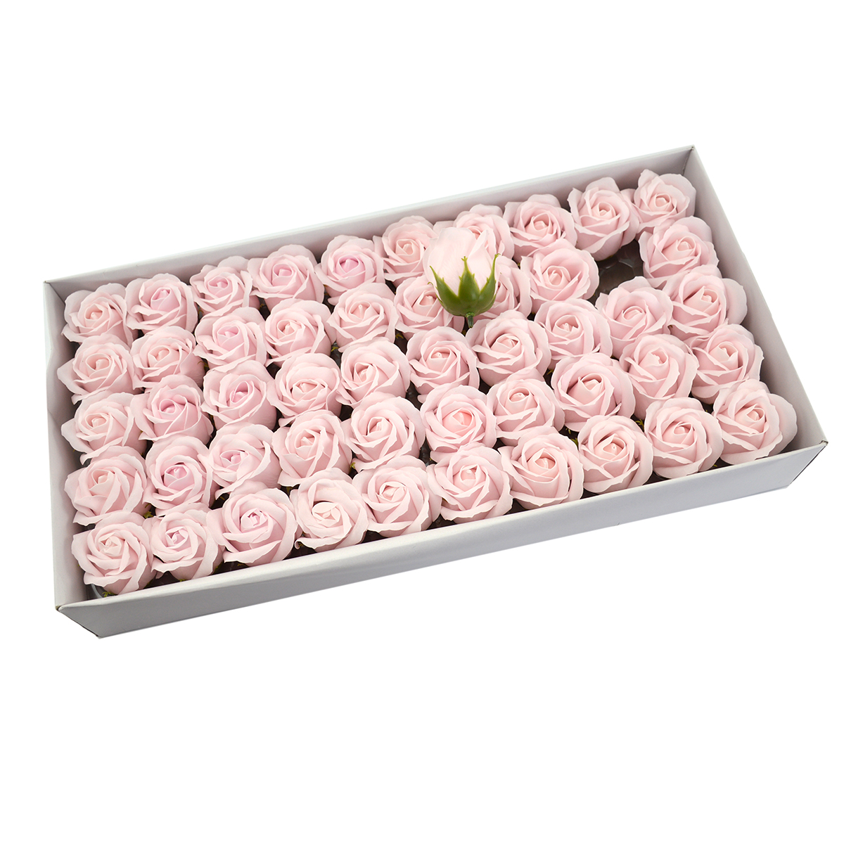 Set 50 trandafiri sapun parfumati, atingere reala, roz pal
