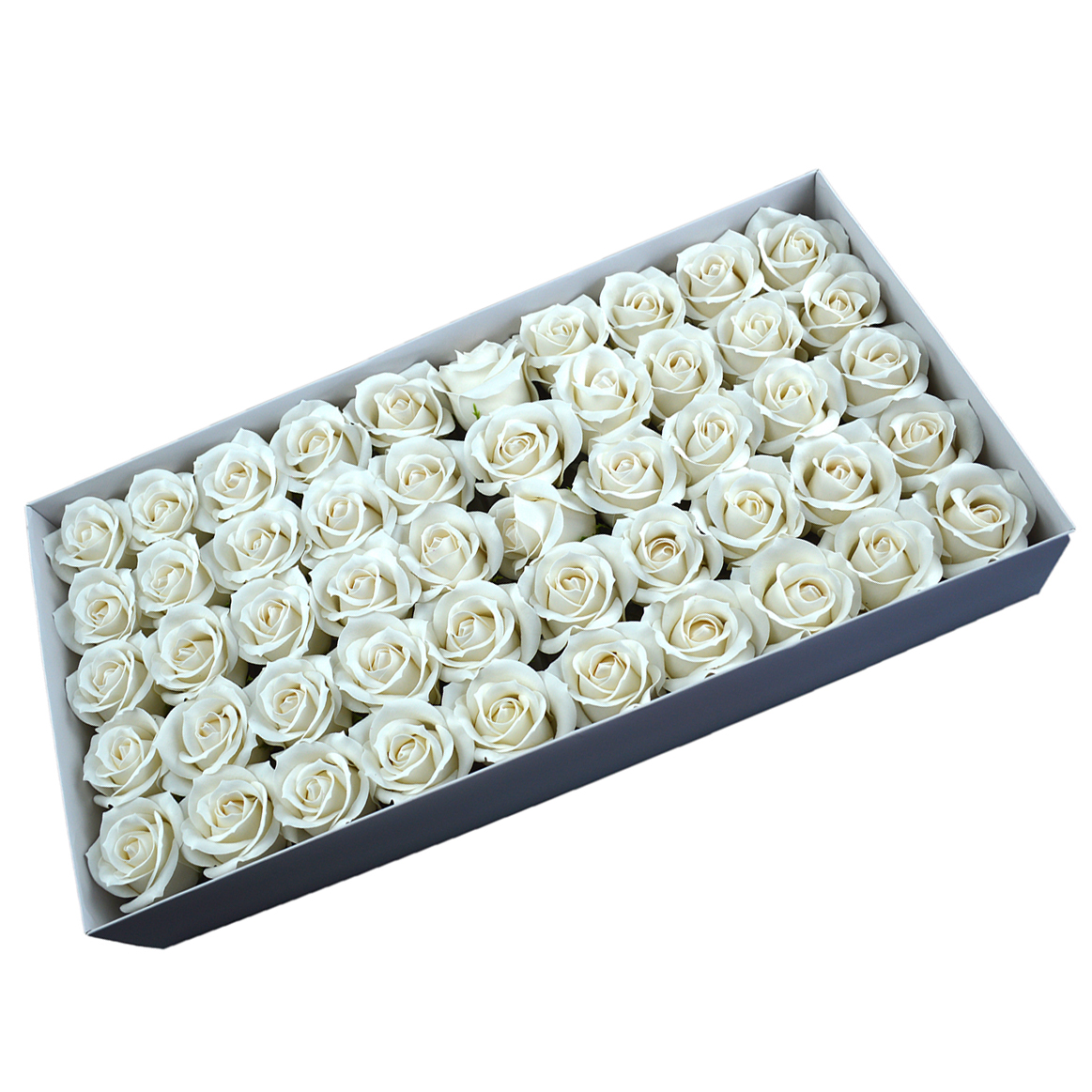 Set 50 trandafiri sapun parfumati, atingere reala,  alb