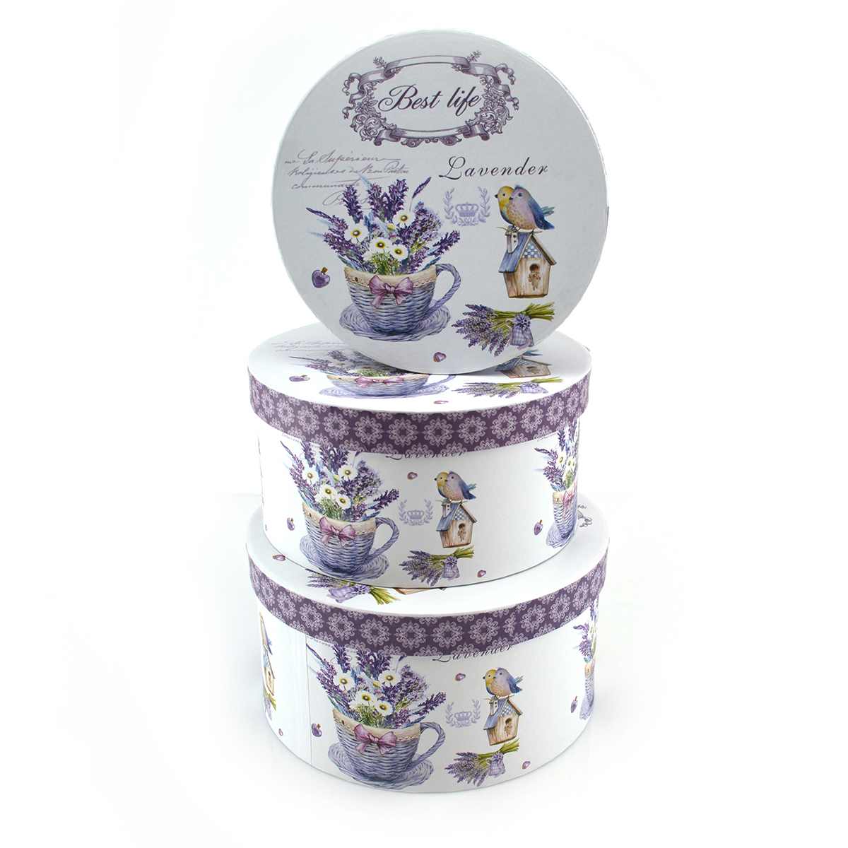 Set 3 Cutii Rotunde Best Life Lavender