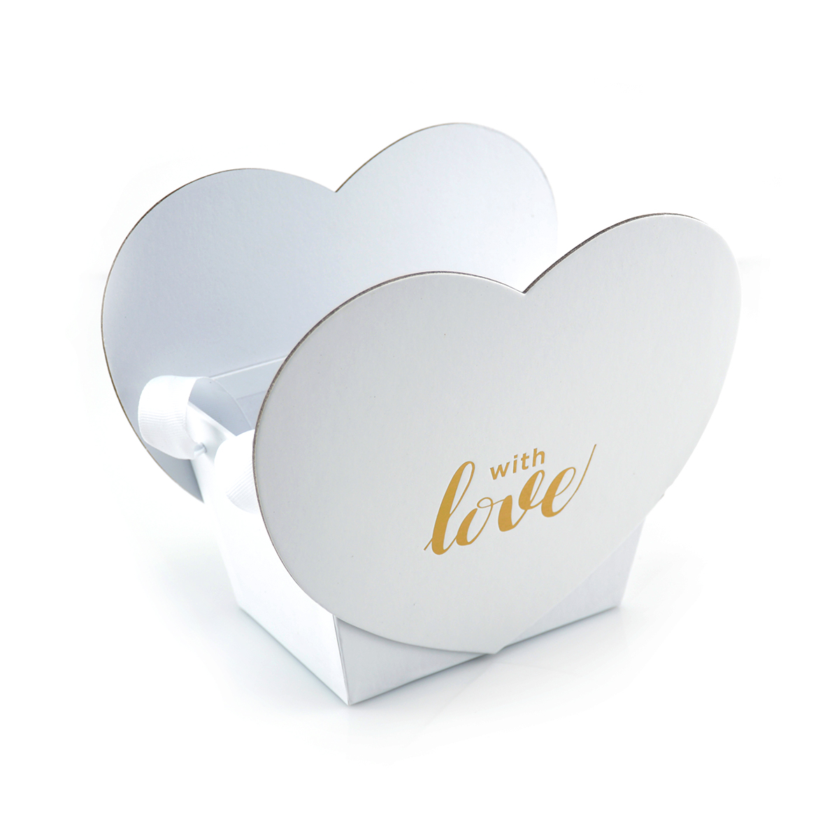 Cutie inima With Love, cu manere satin alba