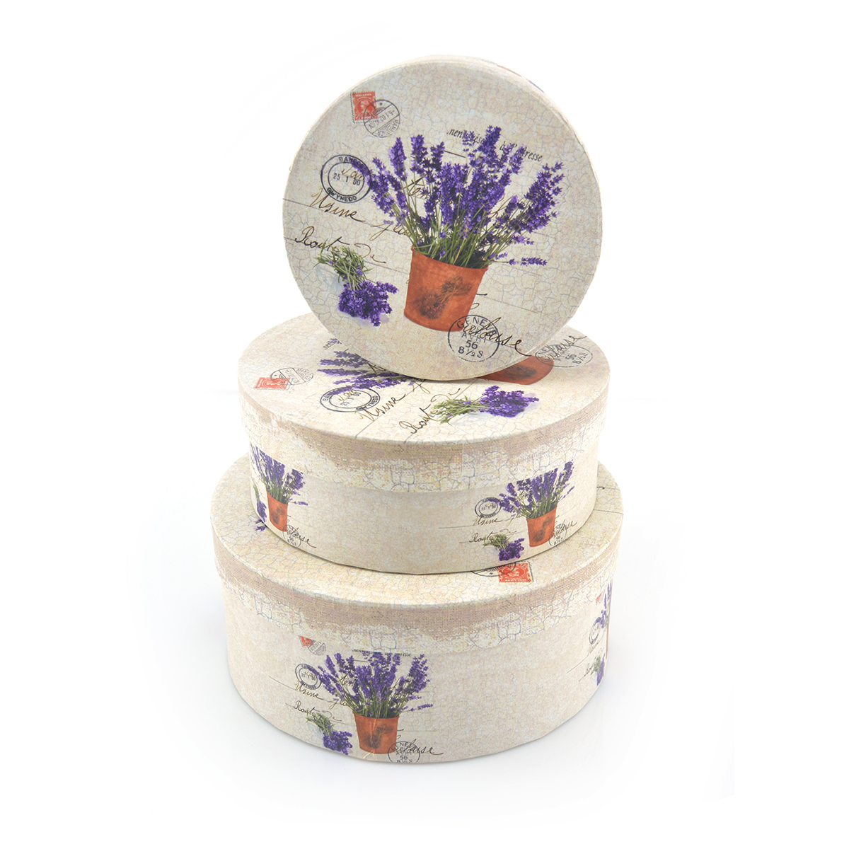 Set 3 Cutii Rotunde Lavander Ghiveci Vintage AFO