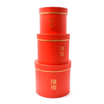 Set 3 cutii cilindrice relief For You rosu AFO