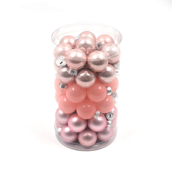 Set 48 globuri in trei culori pink assort 3.5cm