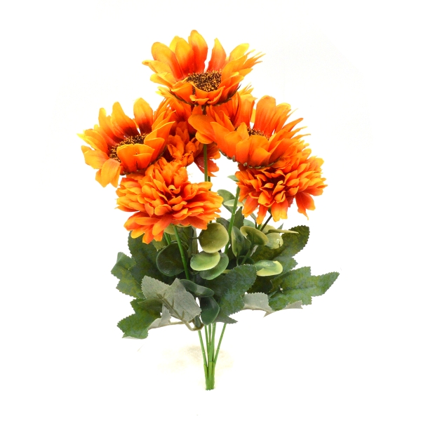 Buchet crizantema cu gerbera orange