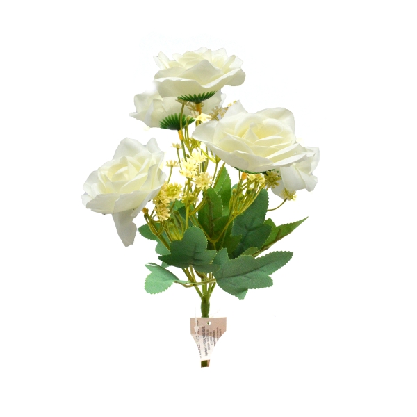 Buchet artificial trandafir rhodos alb