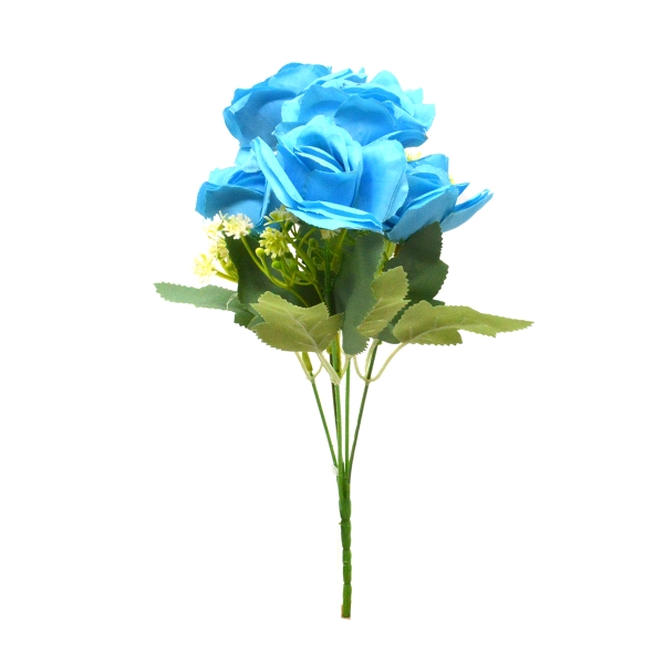 Buchet artificial trandafir rhodos albastru