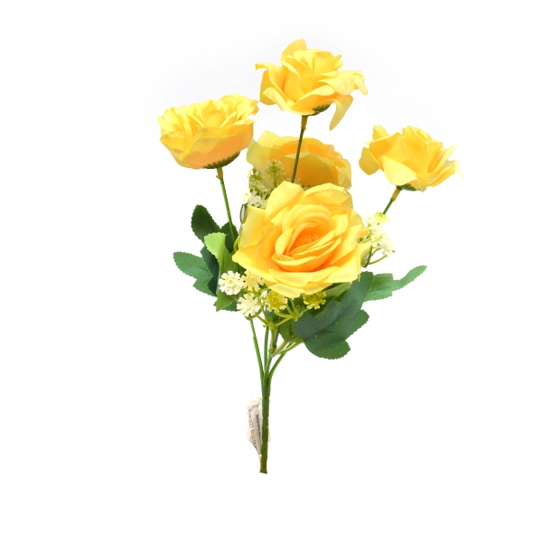 Buchet artificial trandafir rhodos galben deschis
